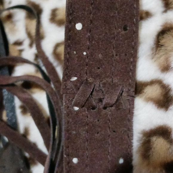 NWOT Suede Bohemian Pinhole Fringe Tie Belt P-size 10 - Picture 13 of 15